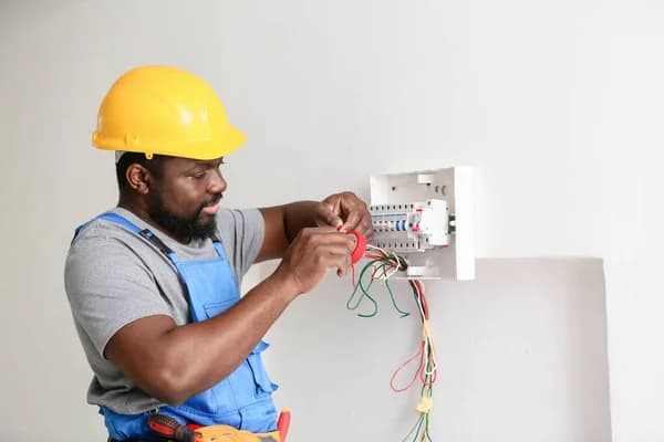 Technician repairing laundry equipment